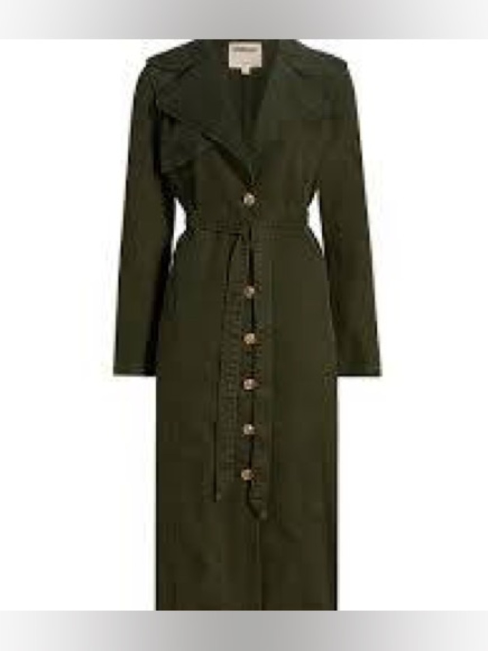 L’AGENCE Zambia Olive Green Long Denim Trench Coat with Belt S EUC